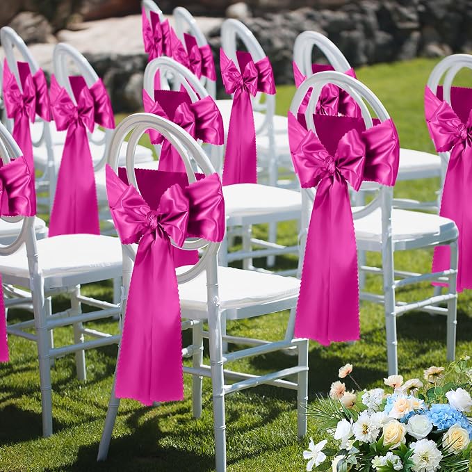 VACVELT Hot Pink Satin Table Runners, 12x72 Inch, 6 Pack, Scalloped Edge | - Image 9