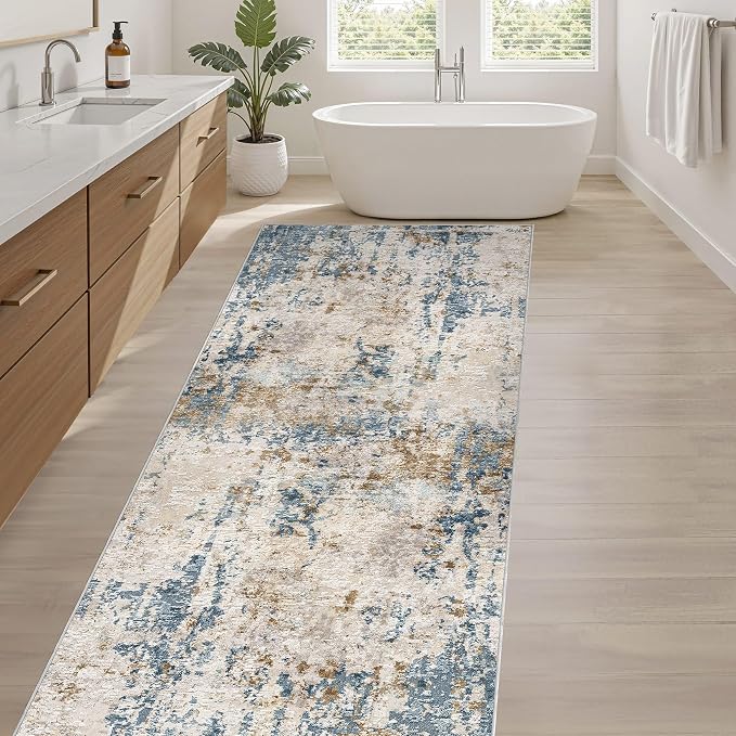 Runner Rug Kitchen Washable Rugs: 3x10 Non-Slip Abstract Soft Modern Stain - Image 5