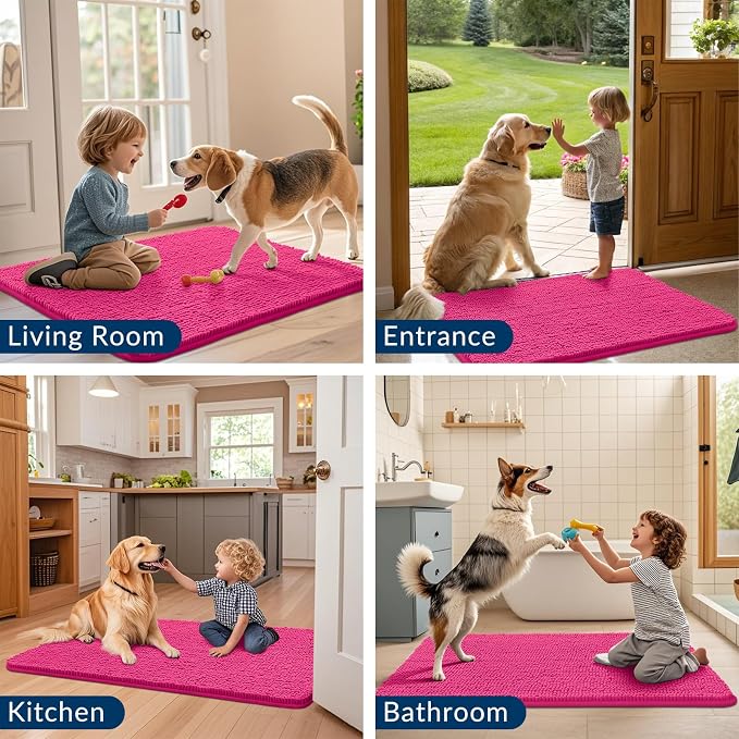 Smiry Dog Door Mat for Muddy Paws 47x24, Absorbent Dirt Trapper, Non-Slip - Image 7