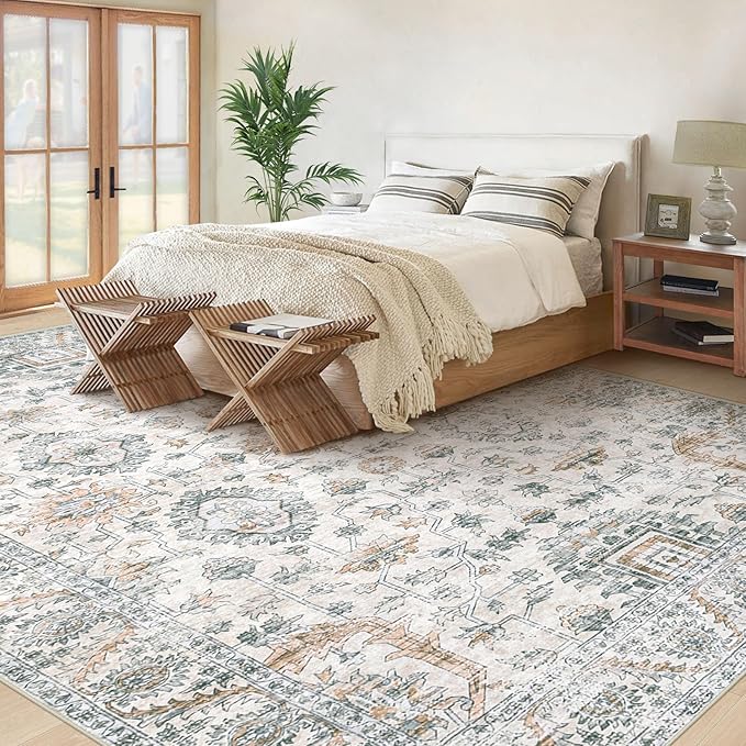 XLUEZ Area Rug 10x14 Living Room Rugs, Machine Washable Vintage Distressed Boho - Image 3