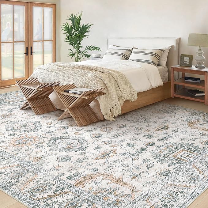 XLUEZ Area Rug 8x10 Living Room Rug, Machine Washable Vintage Distressed Boho - Image 2