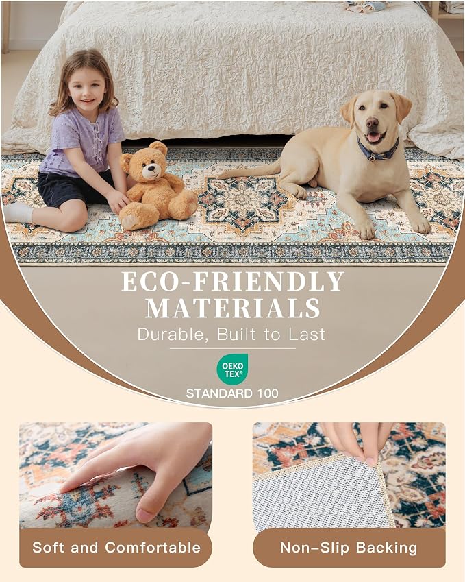 Madane Runner Rug 2x8, Washable Hallway Runner Rugs, Non-Slip Low-Pile Soft - Image 5