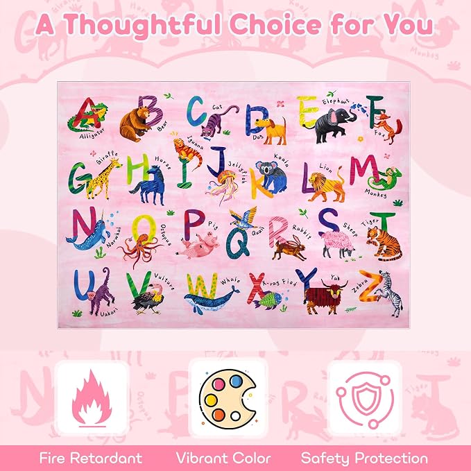 5x7 ABC Classroom Rug for Kids Playroom, Alphabet Rug - Image 5