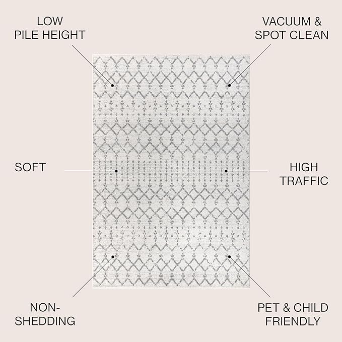 JONATHAN Y Boho Vintage Diamond Cream/Gray Square Area Rug 9X9 ft, Moroccan Hype - Image 2