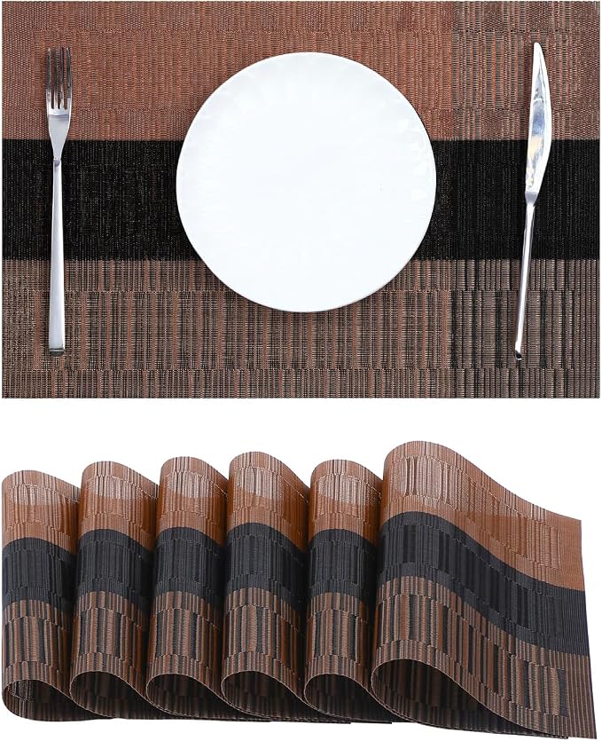 Leetaltree Brown with Black Striped Placemats Set of 6 by Leetaltree-ArtatEveryTable
