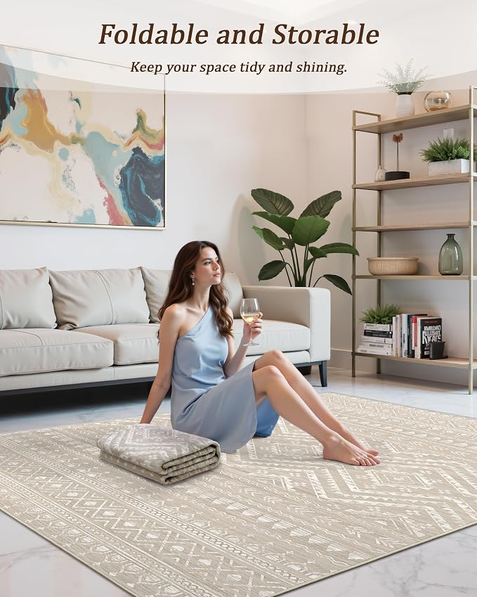Miukiki 9x12 Area Rug for Living Room Moroccan Washable Rugs Non Slip Indoor - Image 6
