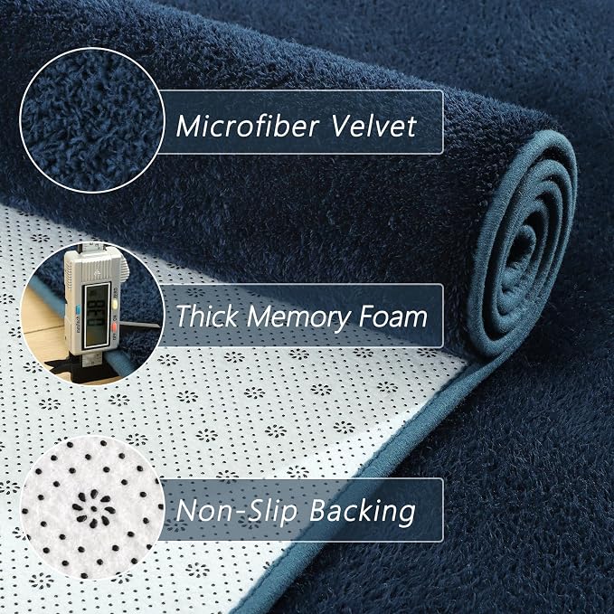 4x6 Feet Navy Blue Area Rugs for Bedroom, Indoor Washable Memory Foam Rug for - Image 4