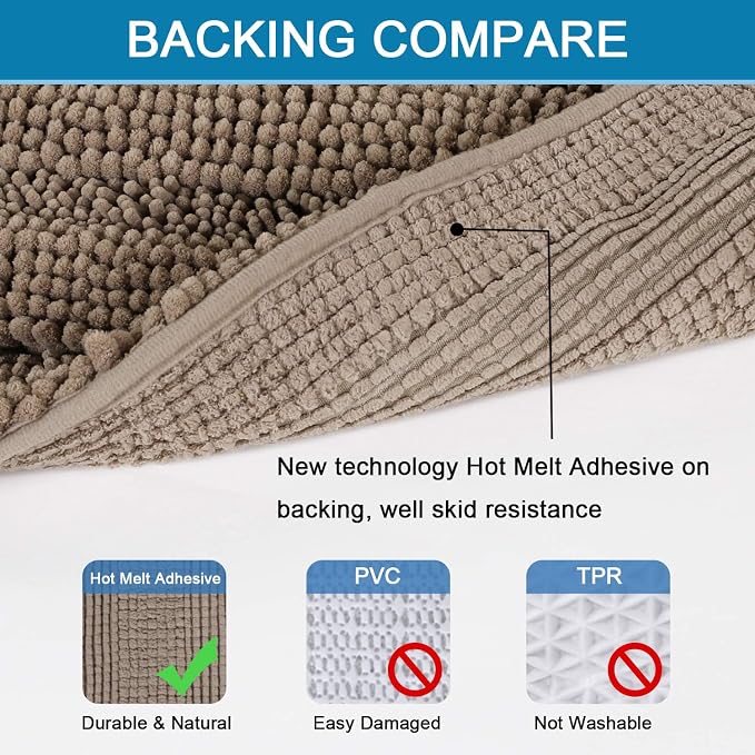 H.VERSAILTEX Bath Rugs for Bathroom Non Slip Bath Mats Extra Thick Chenille - Image 4