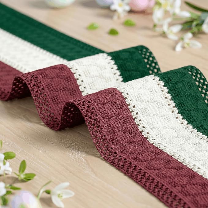Artoid Mode Green Beige Red Farmhouse Rustic Table Runner 12x108 Inch | Holiday - Image 6