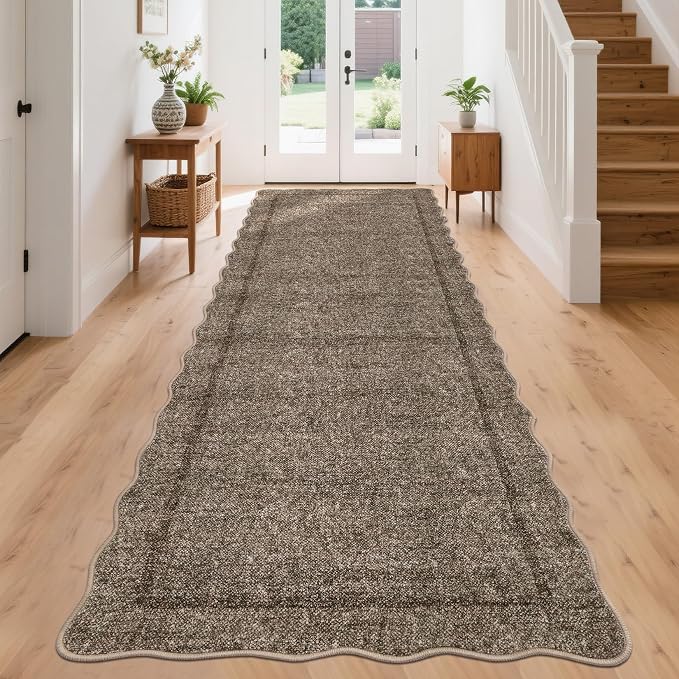 GarveeHome Scalloped Washable Runner Rug 2x8 Runner Modern Non Slip Kitchen by GarveeHome