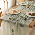 2Pcs Sage Green Cheesecloth Table Runner 120 Inches by KEKETOARRANGE