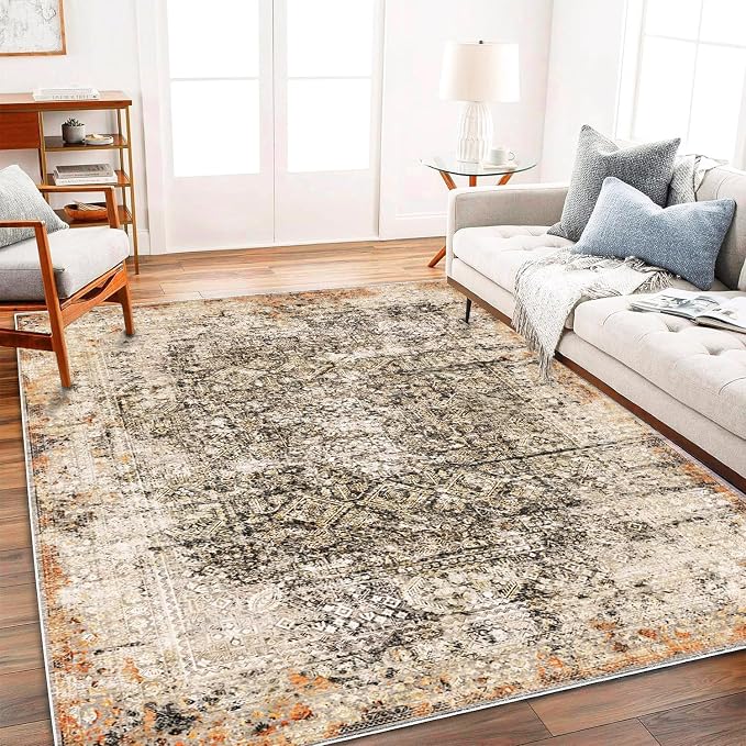 CHAMPLANT 5'x7' Washable Area Rug Vintage Traditional Floor Cover Foldable Thin by CHAMPLANT