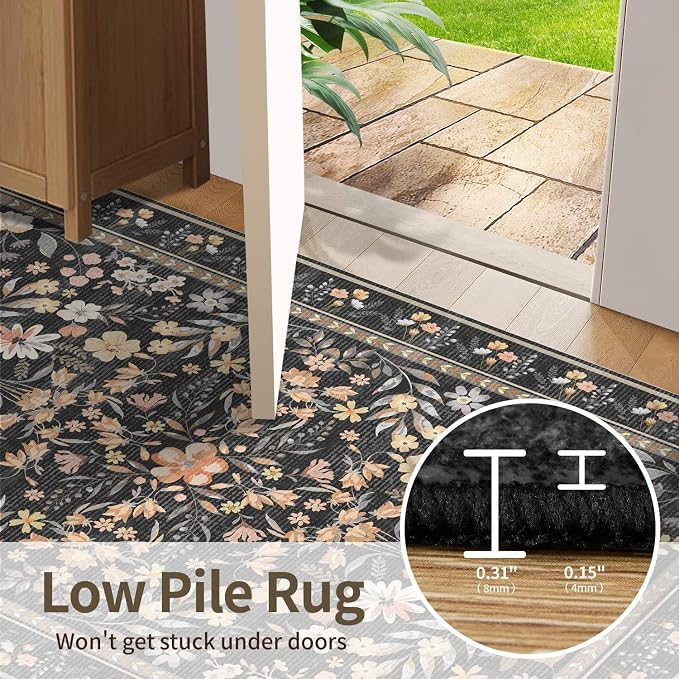 Rugxara 2x10 Floral Runner Rug, Washable Runners - Image 6