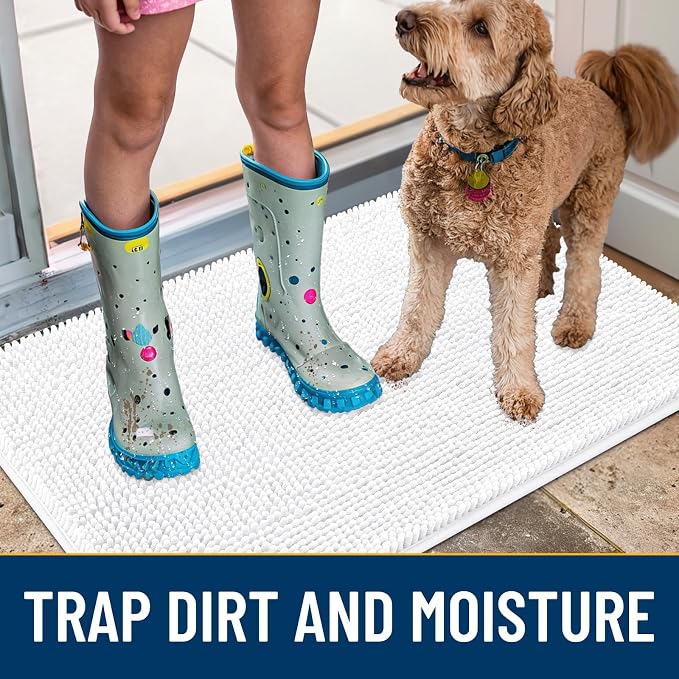 Smiry Dog Door Mat for Muddy Paws 36x24, Absorbent Dirt Trapper, Non-Slip - Image 3