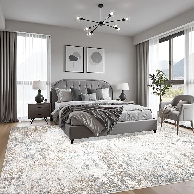6x6 Area Rug Living Room Rug: Washable Modern Abstract Soft Thin Rug Indoor - Image 3