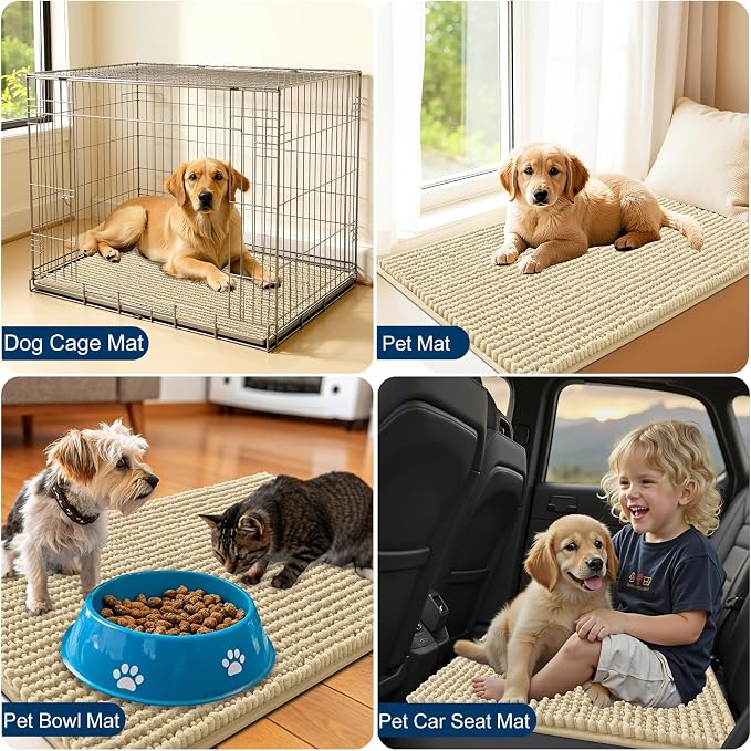 OLANLY Dog Door Mat for Muddy Paws 44x32, Ultra Absorbent Chenille Mud Doormat - Image 7