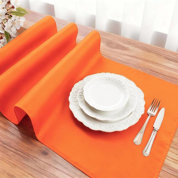 FOLINS&HOME Orange Waterproof Decorative Table Runner 60 Inches Long | 210GSM - Image 3