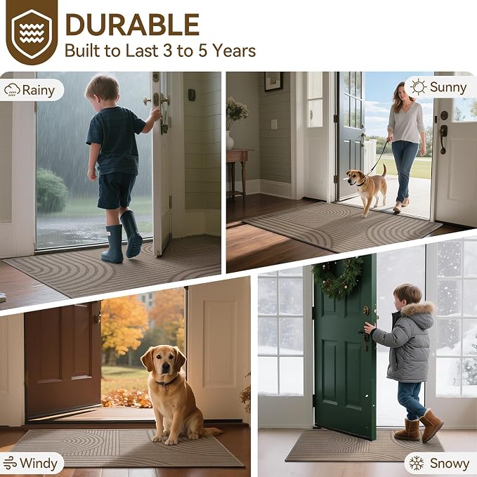 Front Door Mat 17''x30'', Absorbent Dirt Resist Washable Non Slip Low-Profile - Image 7