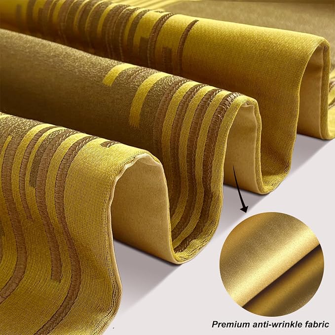 Luxury Gold Texture Table Runner, Modern Abstract Striped, Tassel | Table - Image 2