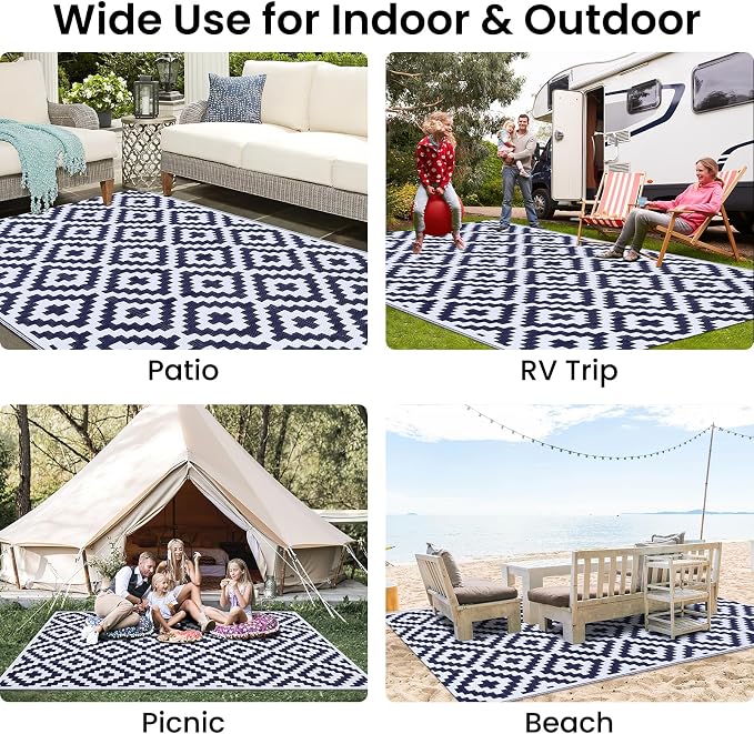 Smiry Waterproof Outdoor Rug 4x6 ft, Reversible Plastic Straw Patio Camping Rugs - Image 7