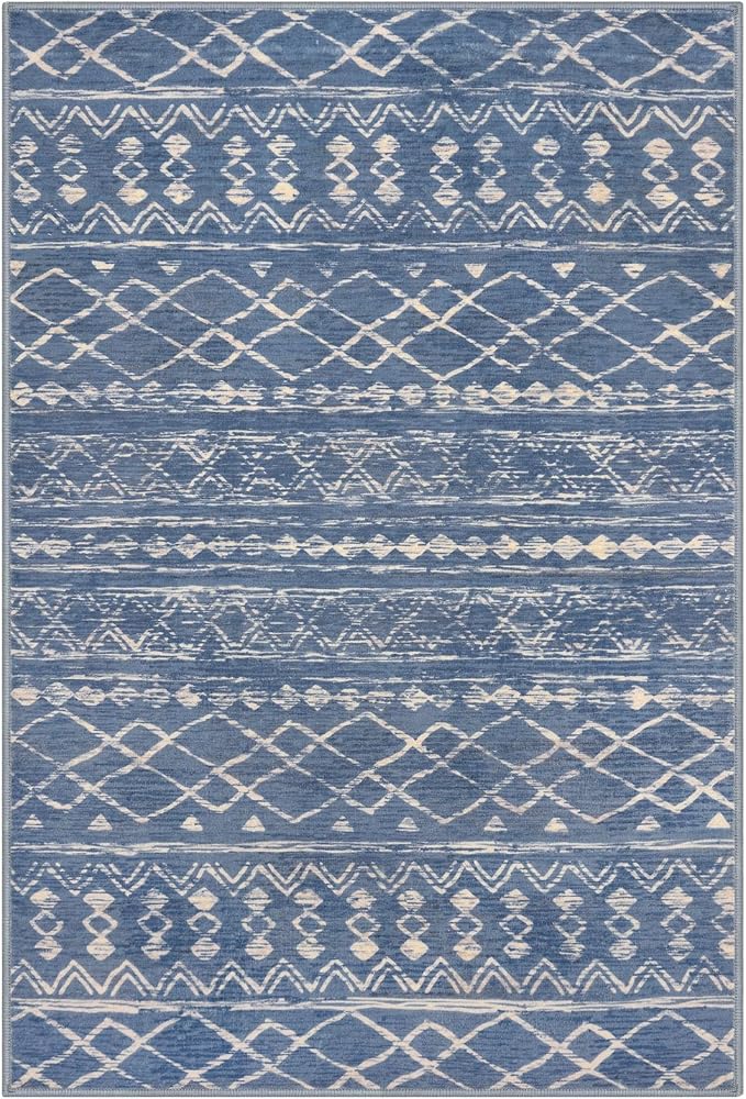 KUTA Moroccan Boho Entryway Rug, 2x3 Blue Beige Entrance Small Area Rug - Image 8