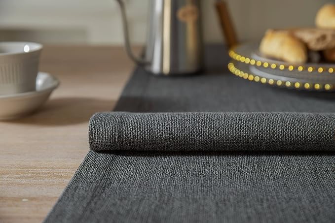 Burlap Style Farmhouse Table Runner, 14x108 Inches Graphite Grey | Thick - Image 5
