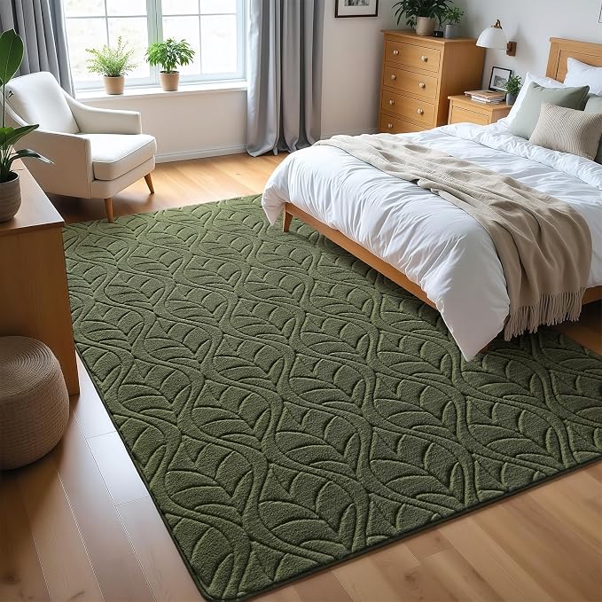 Macgace 5x7 Green Area Rug, Soft Shag Carpet, Washable Living Room Rugs - Image 2