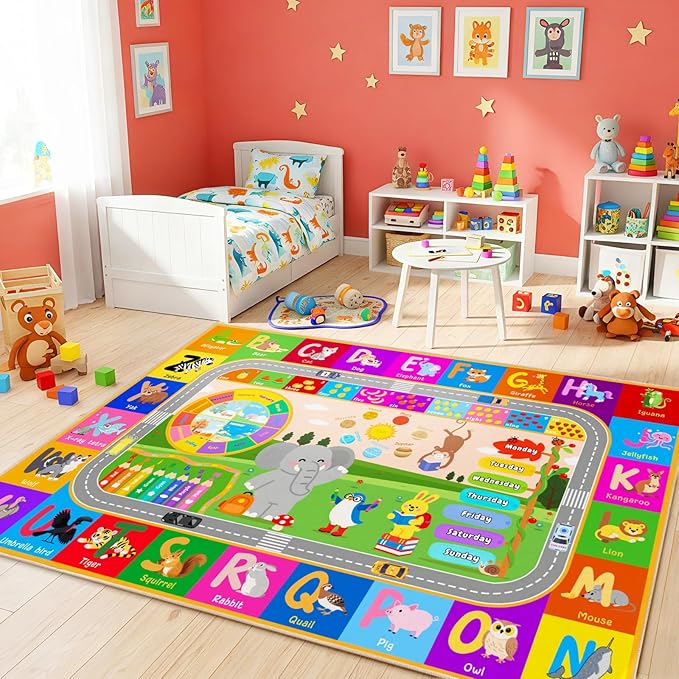Pionblank Kids Rug for Playroom Classroom, 5x7 Area Rugs Playmat for Learning - Image 6