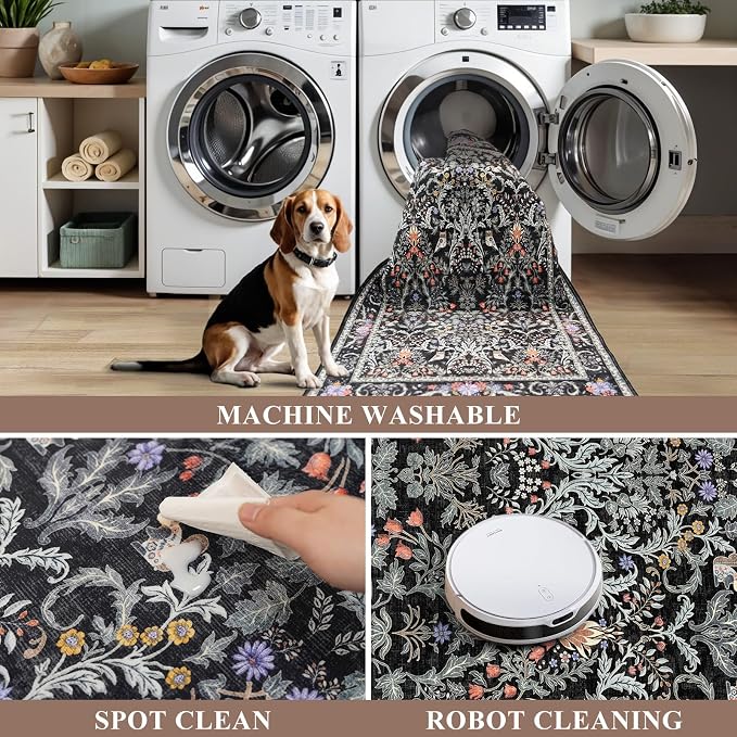 3x6 Washable Non-Slip Kitchen Runner Rug – Vintage Botanical - Image 6