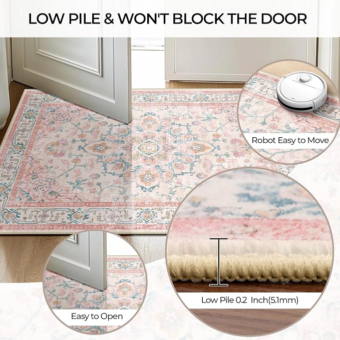 CAPALOCA Machine Washable Rugs Nursery Rug 8x10 Cute Girl Non Slip Low Pile - Image 6