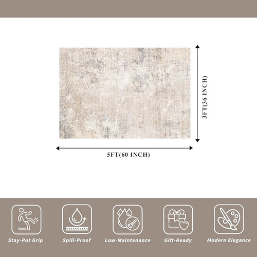 3x5 Washable Entryway Rug – Non-Slip Rubber Backed Small Area Rug - Image 2