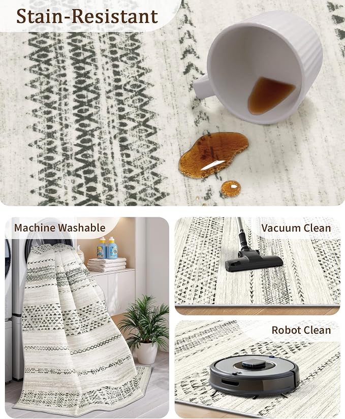 Miukiki 4x6 Area Rug for Living Room Moroccan Washable Rugs Non Slip Indoor - Image 4