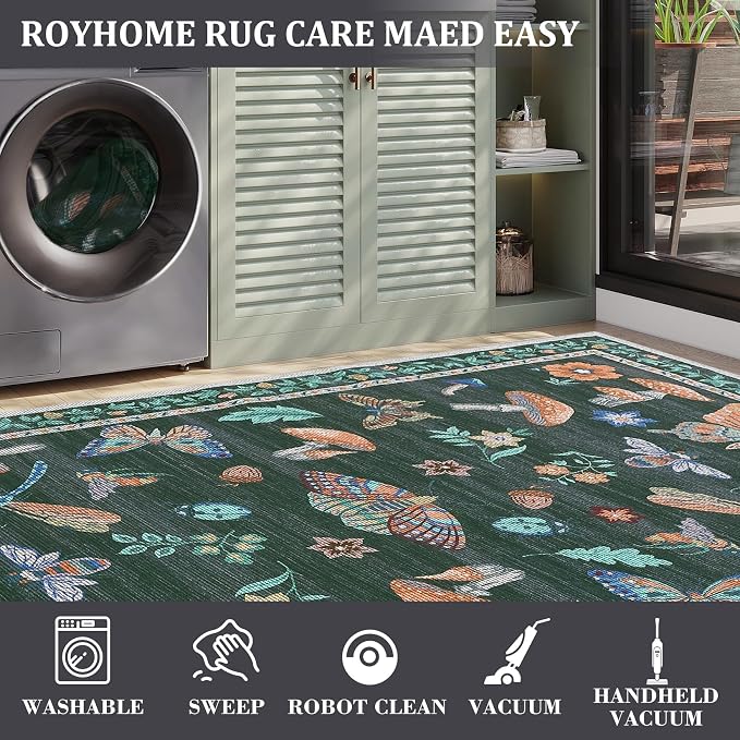Mushroom 9x12 Rug for Living Room Non Slip Washable 9 x 12 Rug for Bedroom - Image 8
