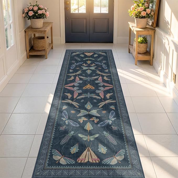 Washable 2x8 Insect Entryway Runner Rug by HazoHaus