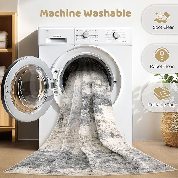 Area Rugs 9x12 Living Room: Washable Large Abstract Modern Soft Rugs Stain - Image 2