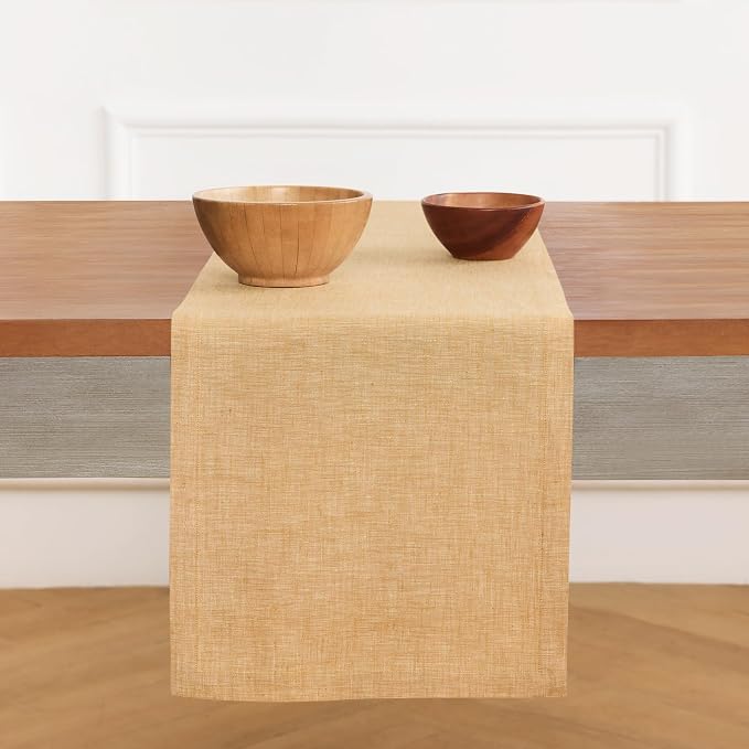 Solino Home 100% Pure Linen Table Runner Golden Nugget, Athena 14 x 132 in | - Image 2