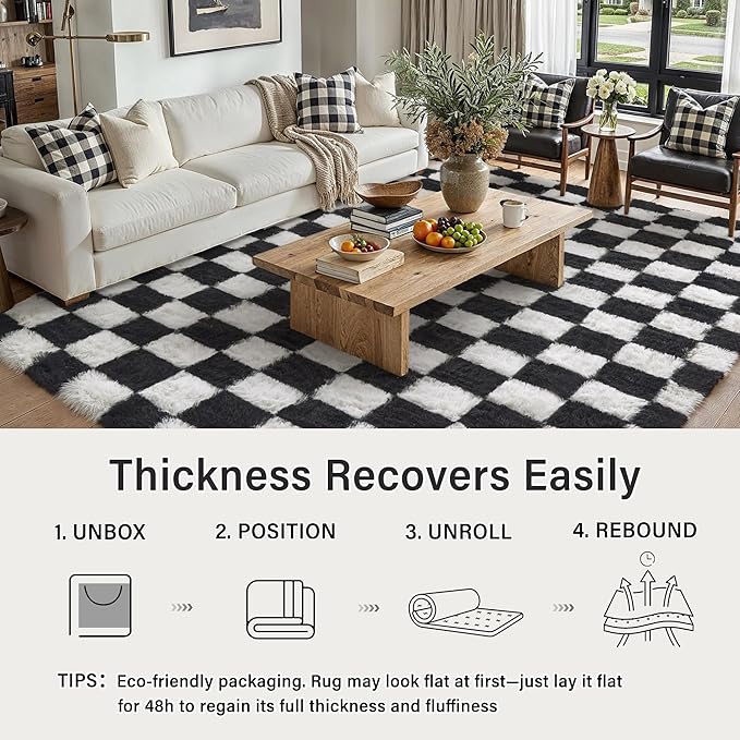 PureCozy Checkered Rug 3x5 for Playroom - Image 3