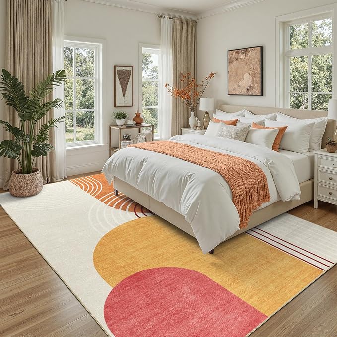 DCX Abstract Machine Washable 10x13 Rug, Mid Century Modern Rug - Image 2