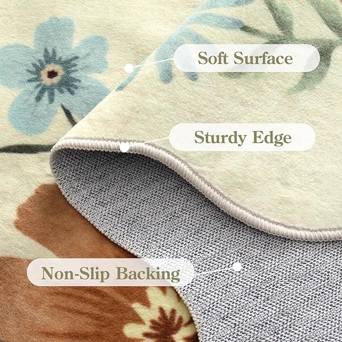 Lahome Floral Bedroom Rug, 4x6 Washable Area Rugs - Image 7