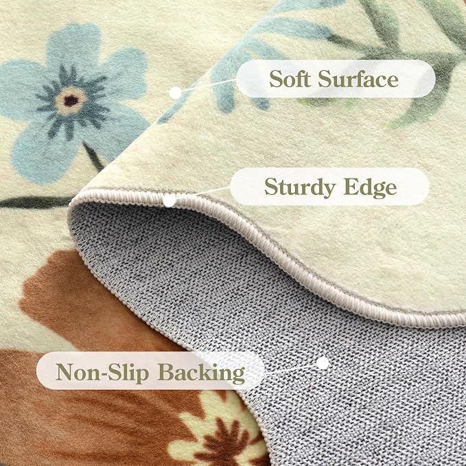 Lahome Floral Small Rug, 2X3 Kitchen Rugs Non Slip Washable Rug Ultra-Thin - Image 7