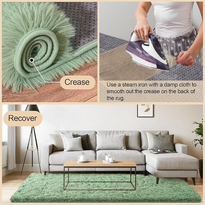 Mugorn Green Rugs for Living Room, 4x6 Feet Large Fluffy Area Rugs for Bedroom - Image 4