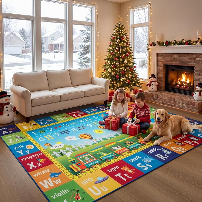Unirea 4x6 Kids Rug for Playroom Bedroom Living Room, Washable Educational Play - Image 2