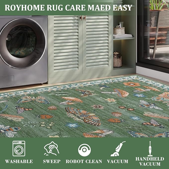 Mushroom Insect 3ft Round Rug Washable Non-Slip Soft Ultra-Thin Small Boho - Image 4