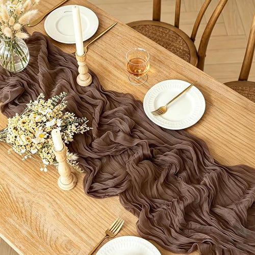 3Pcs Nude Cheesecloth Table Runner, 10FT Rustic Nude Gauze Table Runner - Image 2
