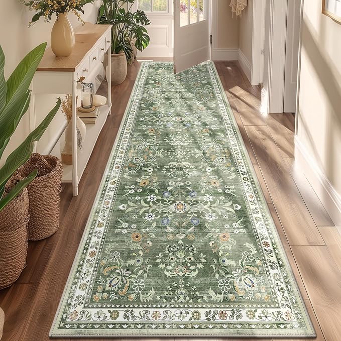 Yamaziot Washable Runner Rug 3x6 – Floral Non Slip Boho Hallway Runner Rug - Image 6