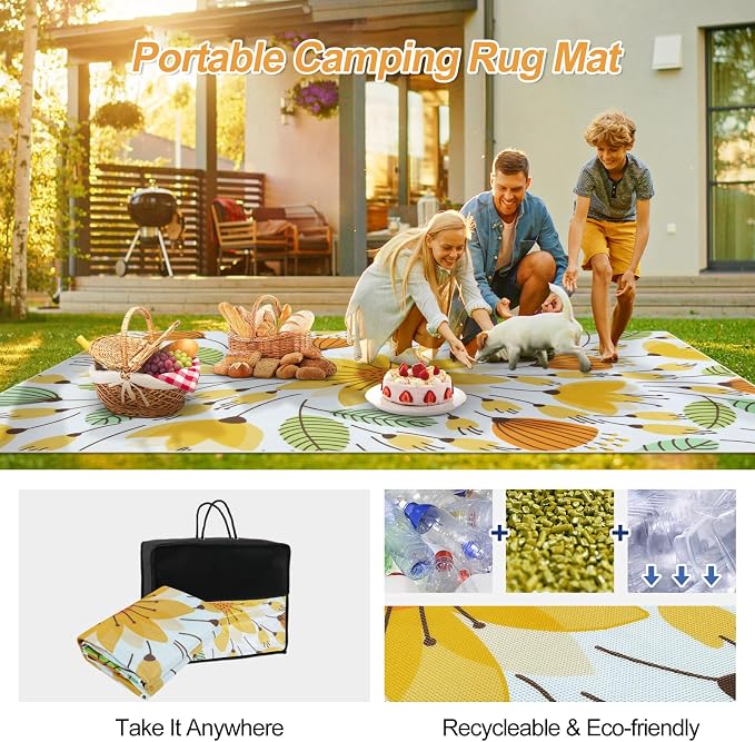 Lahome Floral Indoor Outdoor Rug 8x10, Non Slip Outdoor Patio Rug - Image 3
