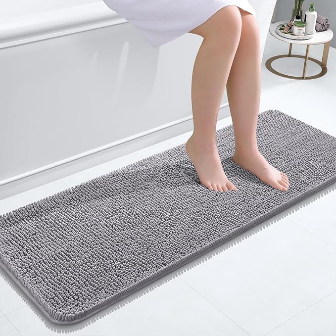OLANLY Bathroom Runner Rugs 47x17, Extra Soft Absorbent Chenille Bath Rugs by OLANLY