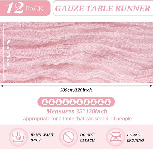 12 Pack Cheesecloth Table Runner 35 x 120 inch Long Boho Cheese Cloth Gauze - Image 2