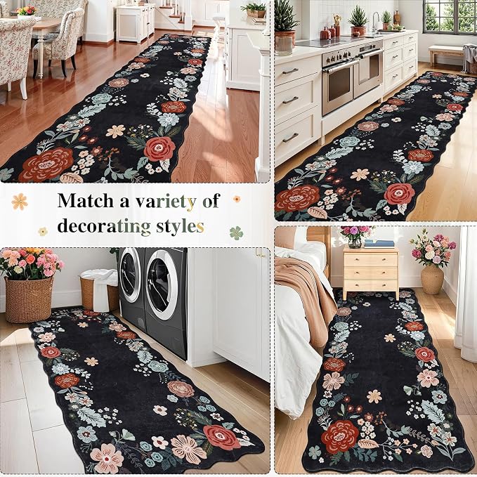 Floral Runner Rug 3x10, Washable Runners - Image 7