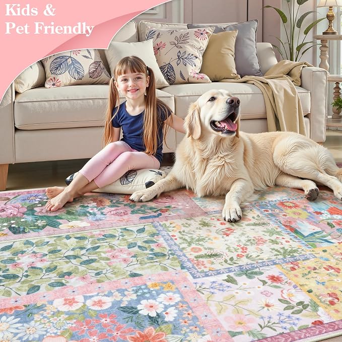 LIVEBOX Pink Washable Rugs 8x10 - Image 7